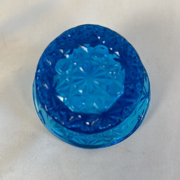 Vtg Fenton Glass Aqua Blue Fancy Cut Glass Top Hat Toothpick/Votive/Matches - Picture 7 of 13